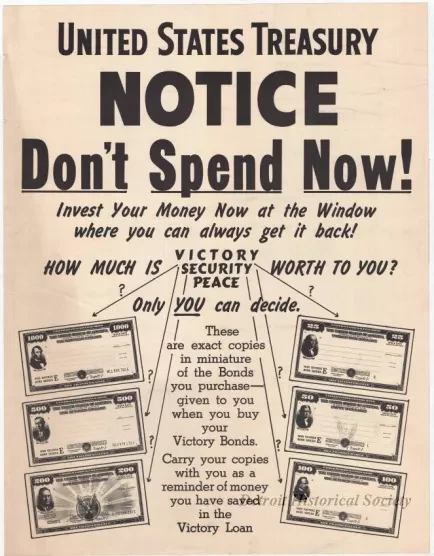 Poster - United States Treasury Notice - Don't Spend Now!"