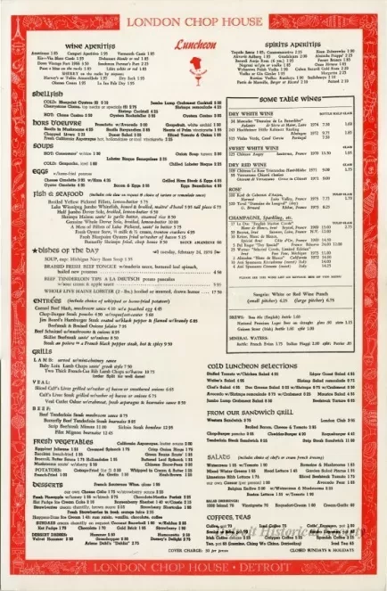 Menu - London Chop House