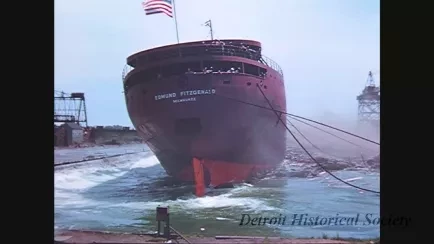 Film, Motion Picture - Edmund Fitzgerald Launching 1958
B/W People Coming off Boat at Tashmoo Park
Great Lakes Engineering Works