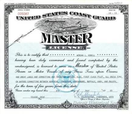 License, Occupational - United States Coast Guard Master License