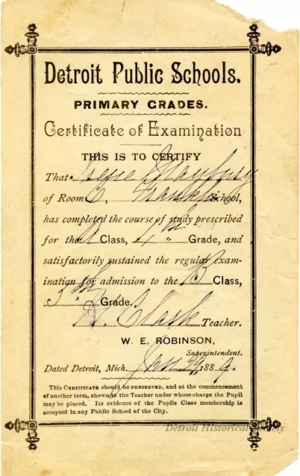 Card, Report - Detroit Public Schools,
Primary Grades