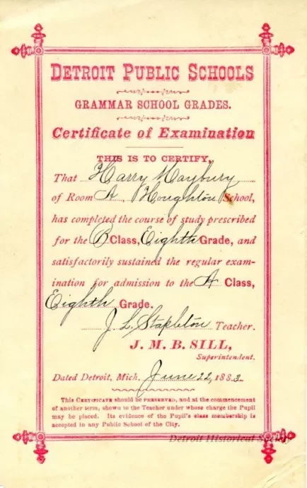Card, Report - Detroit Public Schools,
Grammar School Grades