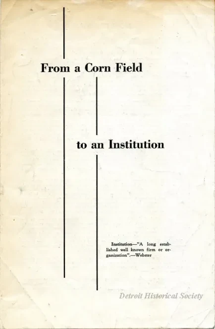 Brochure - From a Corn Field to an Institution