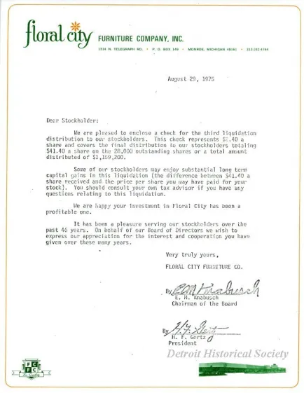 Letter - Floral City Furniture Company, Inc.