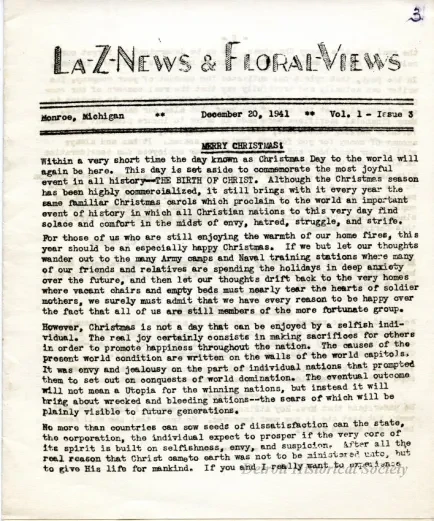 Newsletter - La-Z-News & Floral Views