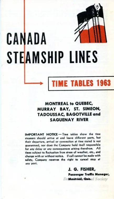 Timetable - Canada Steamship Lines,
Time Tables 1963