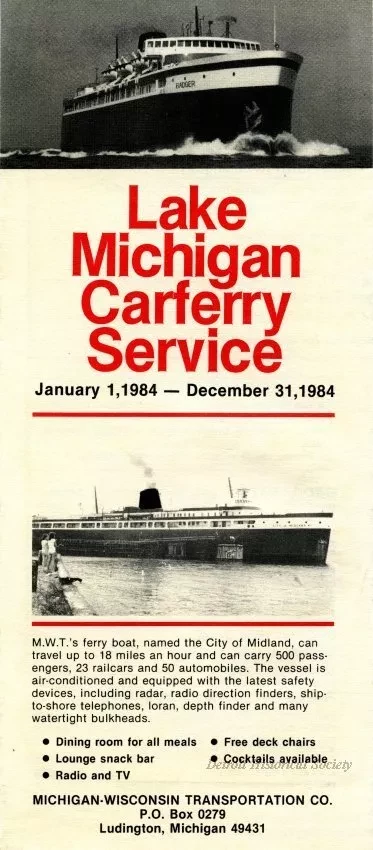 Brochure - Lake Michigan Carferry Service, 
January 1, 1984 - December 31, 1984