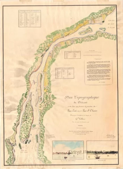 Map - Plan Topographique du Détroit et des eaux qui forment la jonction du Lac Erié avec le Lac St. Clair 
[Topographic plan of Detroit and the waters which form the junction of Lake Erie with Lake St. Clair]