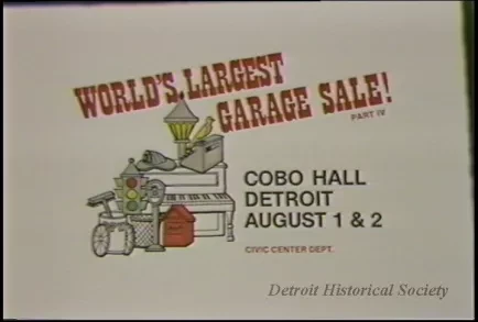 U-Matic - 7-13-85
Garage Sale P.S.A.
Cobo Hall
0:20 sec & 0:30 sec
Master Edit
Belinda Roberts