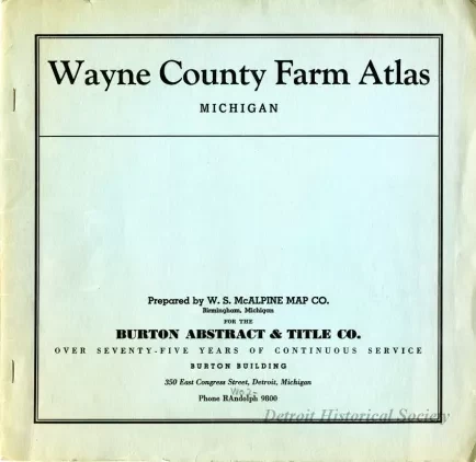 Booklet - Wayne County Farm Atlas
Michigan