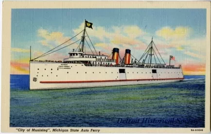 Postcard - "CITY OF MUNISING", Michigan State Auto Ferry