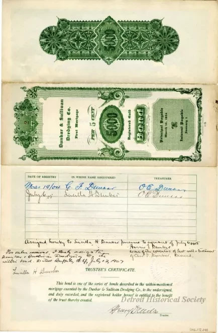 Bond - Dunbar & Sullivan Dredging Co. 
First Mortgage Registered Gold Bond