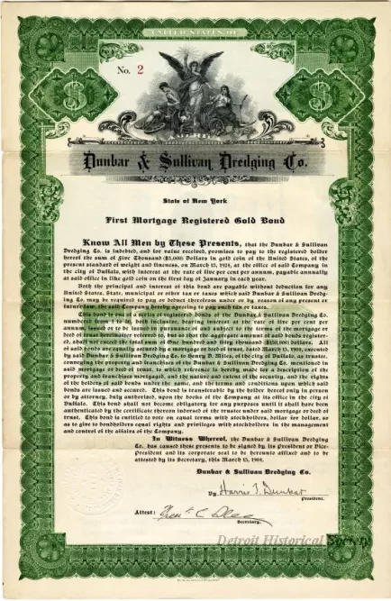 Bond - Dunbar & Sullivan Dredging Co. 
First Mortgage Registered Gold Bond