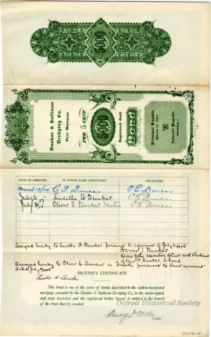 Bond - Dunbar & Sullivan Dredging Co. 
First Mortgage Registered Gold Bond