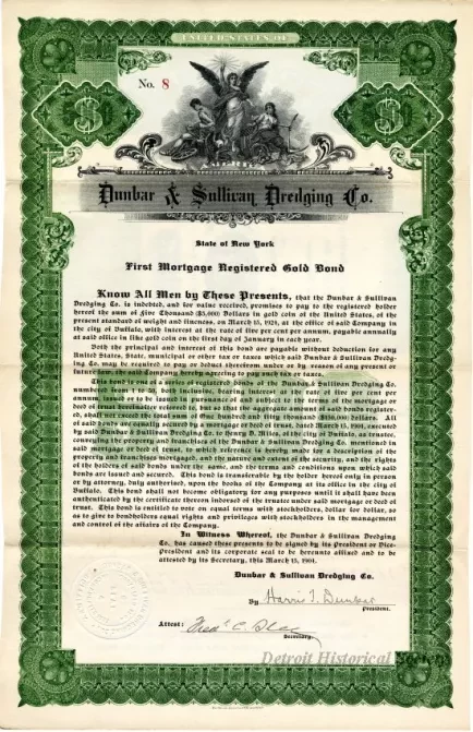 Bond - Dunbar & Sullivan Dredging Co. 
First Mortgage Registered Gold Bond