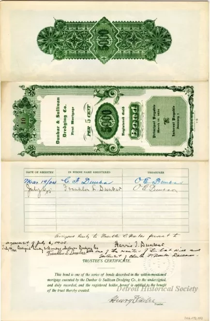 Bond - Dunbar & Sullivan Dredging Co. 
First Mortgage Registered Gold Bond