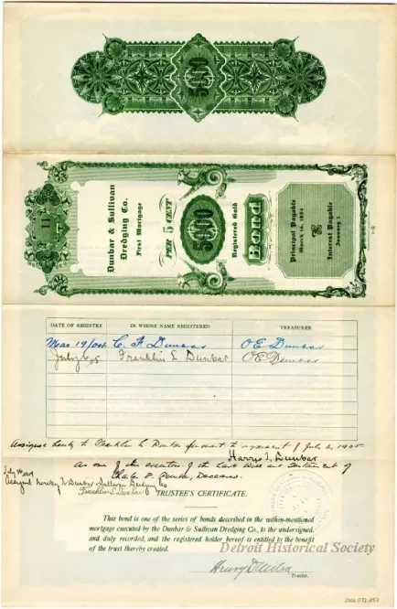 Bond - Dunbar & Sullivan Dredging Co. 
First Mortgage Registered Gold Bond