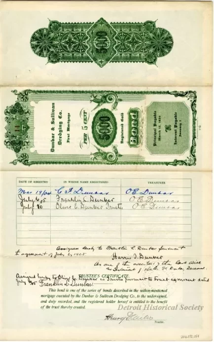 Bond - Dunbar & Sullivan Dredging Co. 
First Mortgage Registered Gold Bond