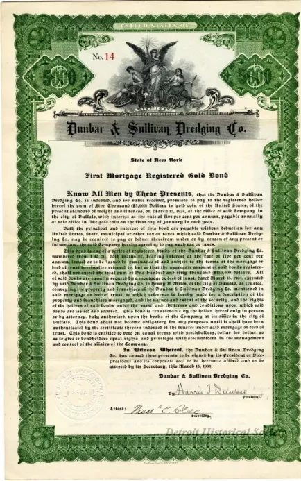 Bond - Dunbar & Sullivan Dredging Co. 
First Mortgage Registered Gold Bond