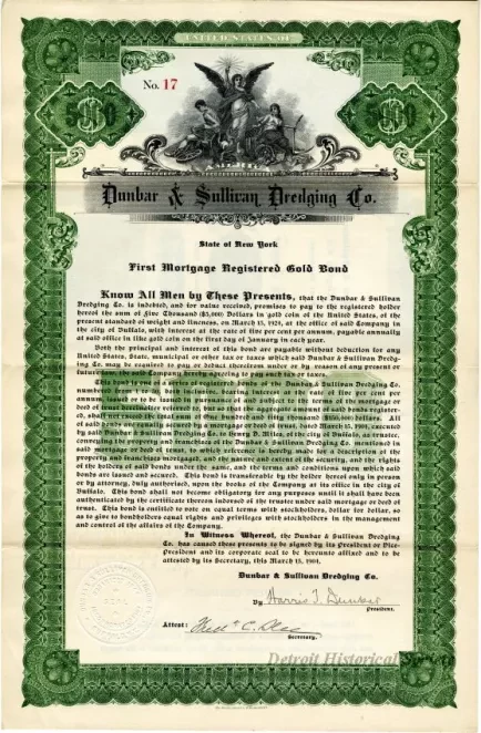 Bond - Dunbar & Sullivan Dredging Co. 
First Mortgage Registered Gold Bond
