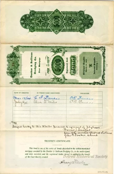 Bond - Dunbar & Sullivan Dredging Co. 
First Mortgage Registered Gold Bond