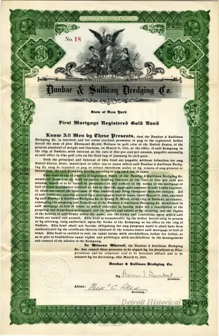 Bond - Dunbar & Sullivan Dredging Co. 
First Mortgage Registered Gold Bond
