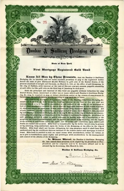 Bond - Dunbar & Sullivan Dredging Co. 
First Mortgage Registered Gold Bond