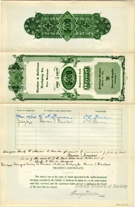 Bond - Dunbar & Sullivan Dredging Co. 
First Mortgage Registered Gold Bond