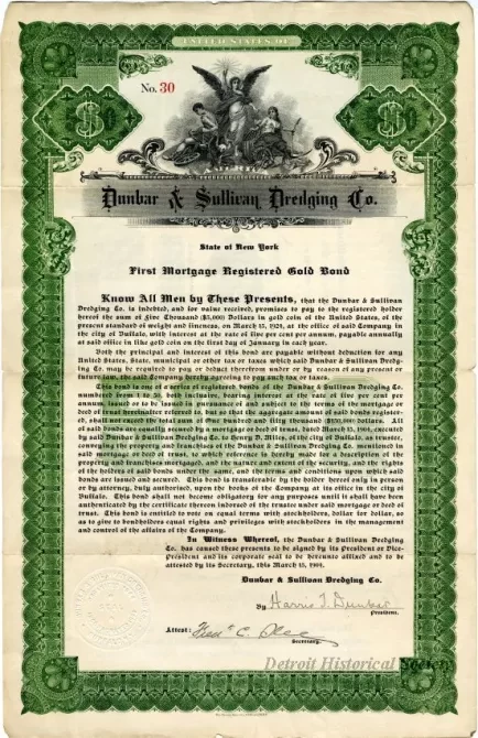 Bond - Dunbar & Sullivan Dredging Co. 
First Mortgage Registered Gold Bond