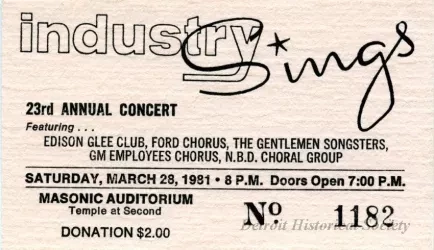 Ticket, Admission - Industry Sings, 23rd Annual Concert