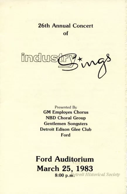Program - 26th Annual Concert of Industry Sings