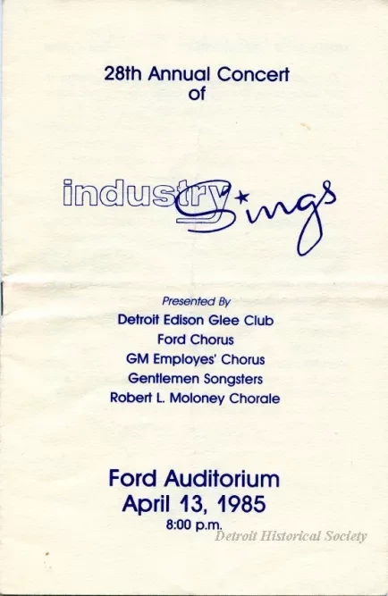 Program - 28th Annual Concert of Industry Sings