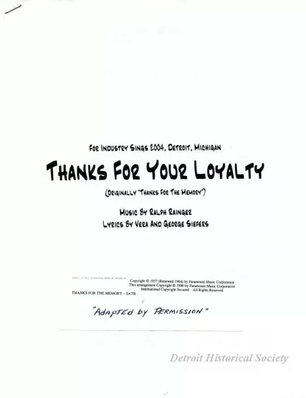 Score - Thanks for Your Loyalty