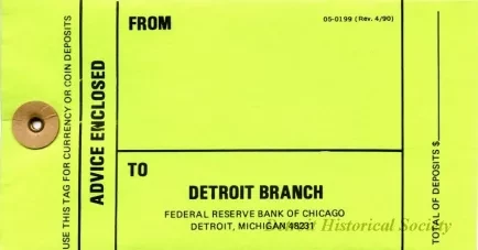 Tag, Shipping - Detroit Branch,
Federal Reserve Bank of Chicago