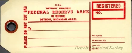 Tag, Shipping - Detroit Branch,
Federal Reserve Bank of Chicago