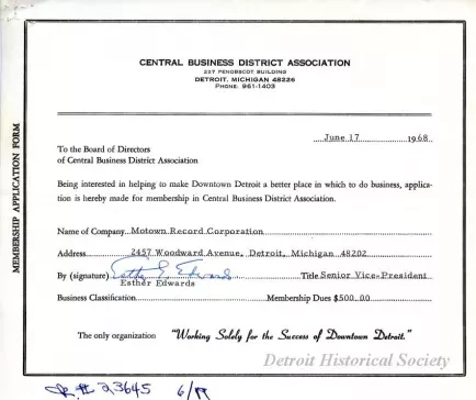 Application, Membership - Central Business District Association
