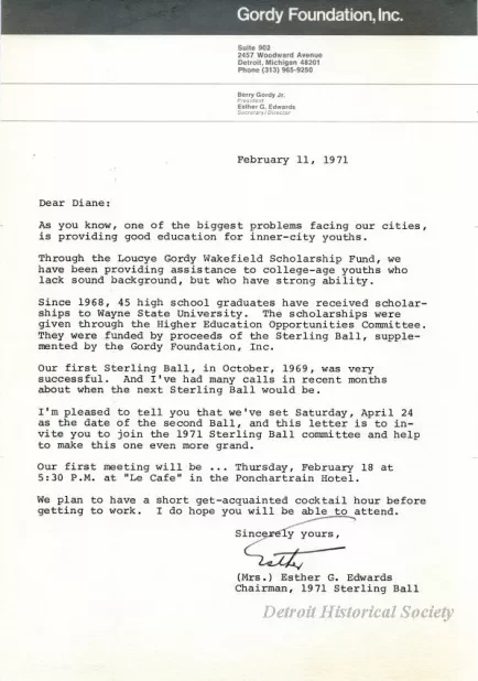Letter - Gordy Foundation, Inc.