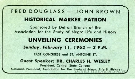 Card, Admittance - Fred. Douglass - John Brown,
Unveiling Ceremonies