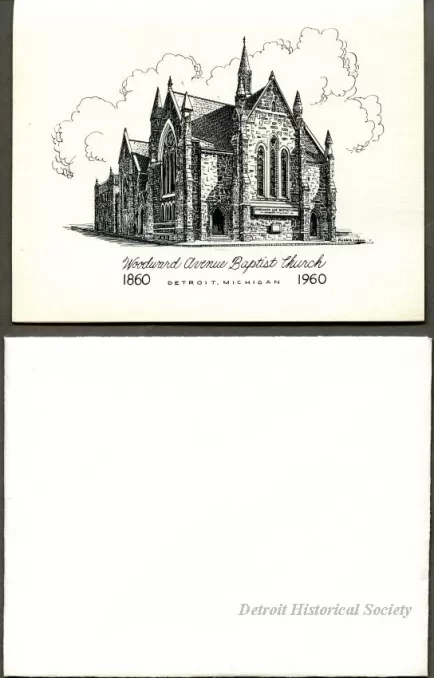 Notecard - Woodward Avenue Baptist Church, 1860-1960
Detroit, Michigan