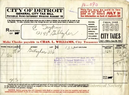 Bill, Tax - City of Detroit
General City Tax Bill