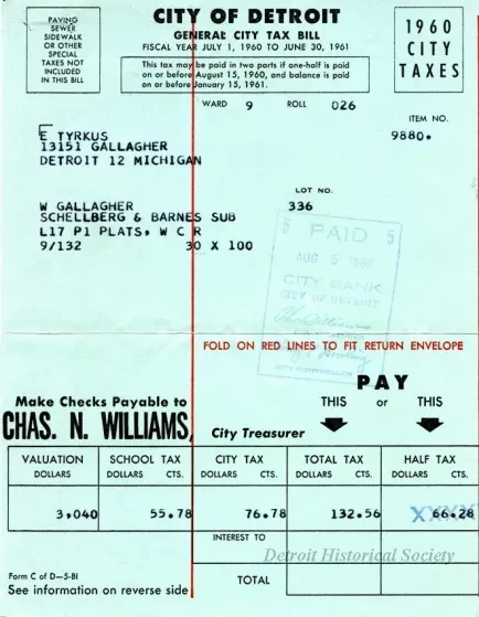 Bill, Tax - City of Detroit
General City Tax Bill