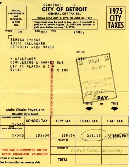 Bill, Tax - City of Detroit
General City Tax Bill