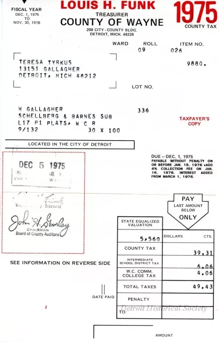 Bill, Tax - County of Wayne