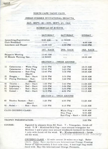 Program - North Cape Yacht Club
Indian Summer Invitational Regatta