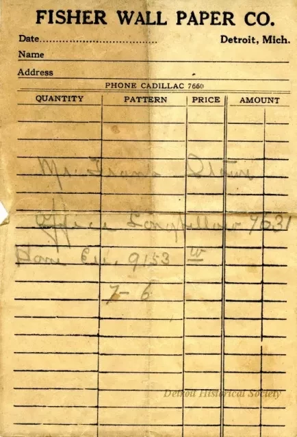 Receipt - Fisher Wall Paper Co.