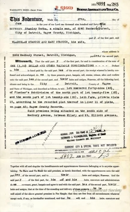 Indenture - Warranty Deed