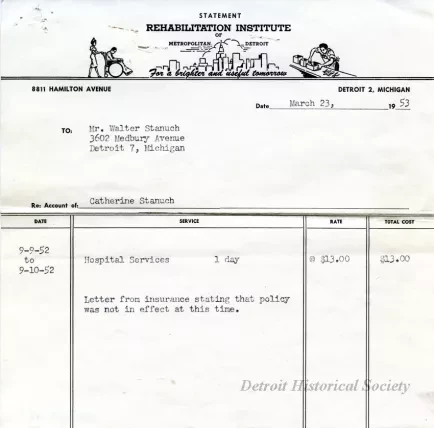 Invoice - Statement
Rehabilitation Institute of Metropolitan Detroit