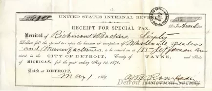 Receipt - United States Internal Revenue
Receipt for Special Tax