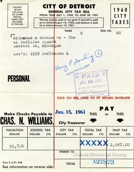 Bill, Tax - City of Detroit
General City Tax Bill