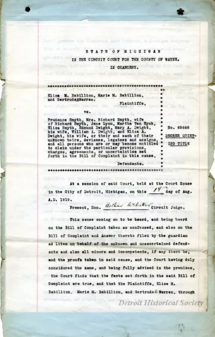 Judgment - No. 69668
Decree Quieting Title